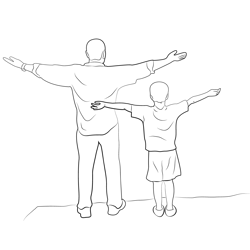 Father And Son Free Coloring Page for Kids