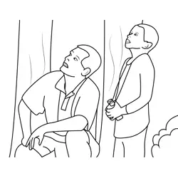 Father And Son Birdwatching Free Coloring Page for Kids