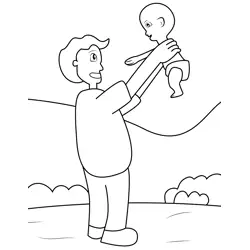 Father and Baby Free Coloring Page for Kids
