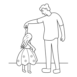Father and Daughter Dancing Free Coloring Page for Kids