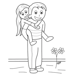 Father and Daughter Free Coloring Page for Kids
