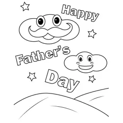 Happy Father's Day with Clouds Free Coloring Page for Kids