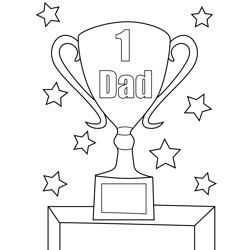 Number One Dad Trophy Free Coloring Page for Kids