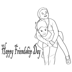 Beautiful Happy Friendship Free Coloring Page for Kids