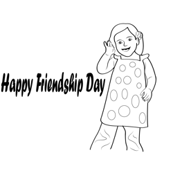 Friendship Day Beautiful Girl Free Coloring Page for Kids