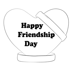 Friendship Day With Red Heart Free Coloring Page for Kids