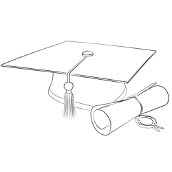 Graduation Cap Diploma Free Coloring Page for Kids