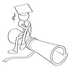 Graduation Thinker Free Coloring Page for Kids