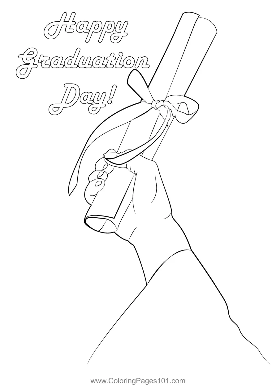 Happy Graduation Day Coloring Page for Kids - Free Graduation Day