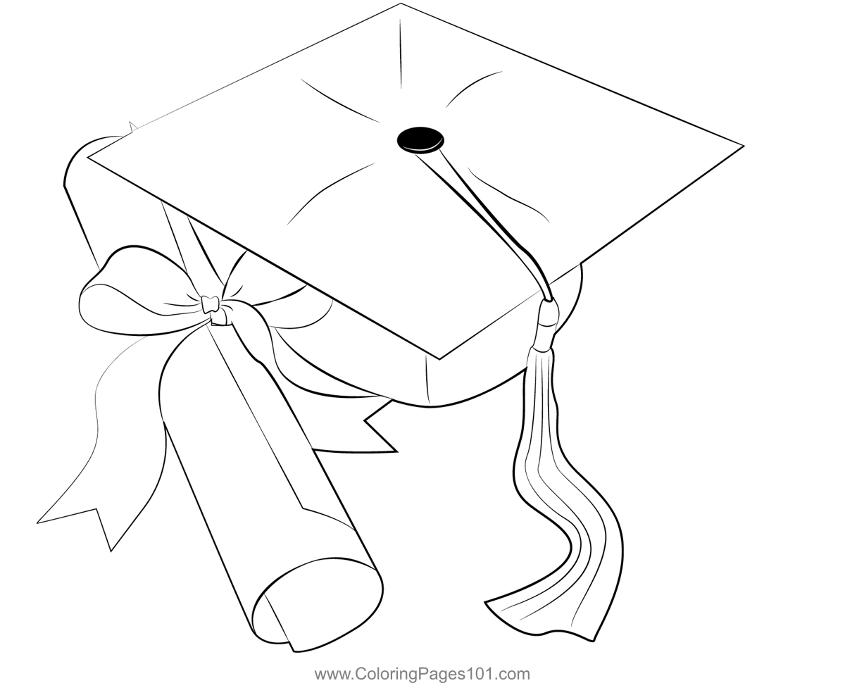Grad Cap Coloring Pages