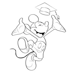 Mickey Mouse Graduation Free Coloring Page for Kids