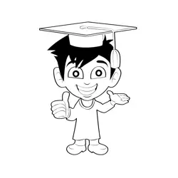 Young Smiling Graduate Free Coloring Page for Kids