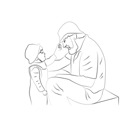 Grandparents And Beby Free Coloring Page for Kids