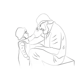 Grandparents And Beby Free Coloring Page for Kids