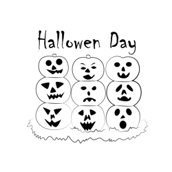 9 Halloween Pumpkins Free Coloring Page for Kids