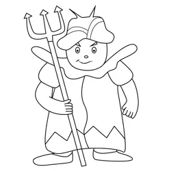 Boy with Devil Halloween Costume Free Coloring Page for Kids