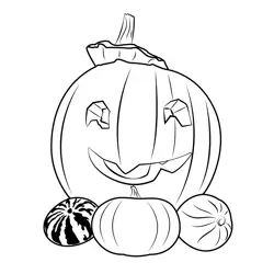 Carved Halloween Pumpkins Free Coloring Page for Kids