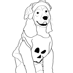 Dog Dressed on Halloween Free Coloring Page for Kids