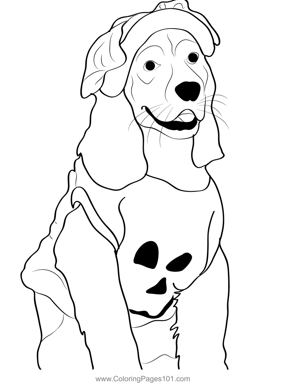 Dog Dressed on Halloween Coloring Page for Kids   Free Halloween ...