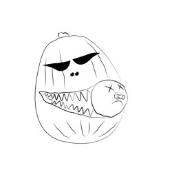 Evil Carved Pumpkin Eating Squash Free Coloring Page for Kids