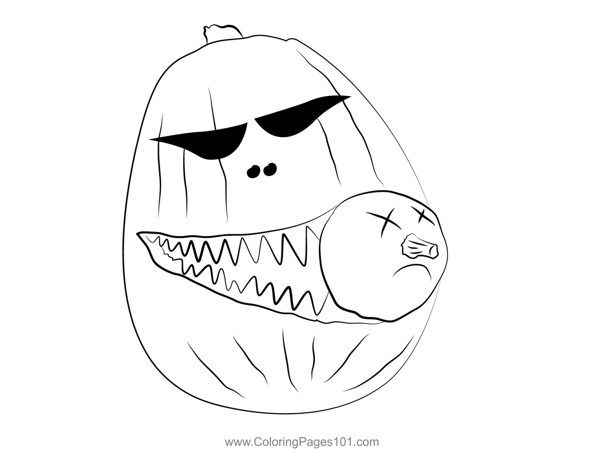 Evil Carved Pumpkin Eating Squash