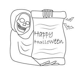 Ghost happy halloween Free Coloring Page for Kids