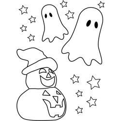 Ghost Behind Gravestone Free Coloring Page for Kids