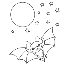 Halloween Bat Free Coloring Page for Kids