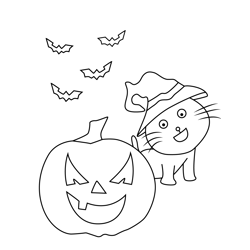 Halloween Cat Free Coloring Page for Kids