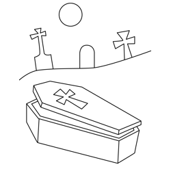 Halloween Coffin Free Coloring Page for Kids