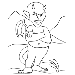 Halloween Devil Free Coloring Page for Kids