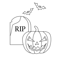 Halloween Graveyard Free Coloring Page for Kids