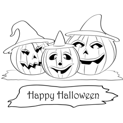 Halloween Happy Pumpkins Free Coloring Page for Kids
