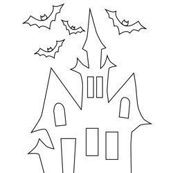 Halloween House Free Coloring Page for Kids