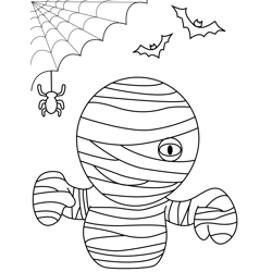 Halloween Mummy Free Coloring Page for Kids