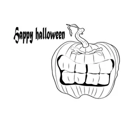 Halloween Pumpkin Teeth Free Coloring Page for Kids