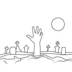 Hand Rising Graveyard Free Coloring Page for Kids