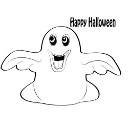 Happy Halloween Ghost Free Coloring Page for Kids