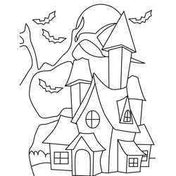 Haunted House Free Coloring Page for Kids