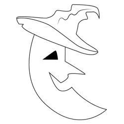Moon With Hat Free Coloring Page for Kids