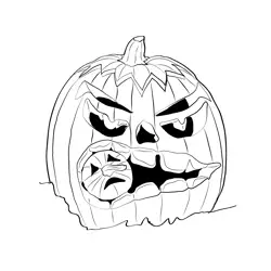 Pumpkin Eating Pumpkin Free Coloring Page for Kids