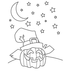Pumpkin Halloween Hat Free Coloring Page for Kids