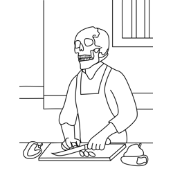 Scary Halloween Cook Free Coloring Page for Kids