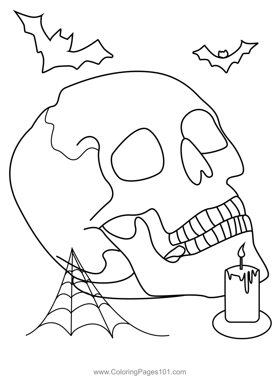 Scary Skull Coloring Page for Kids - Free Halloween Printable Coloring