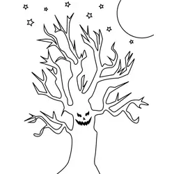 Scary Tree Free Coloring Page for Kids