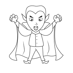 Scary Vampire Free Coloring Page for Kids