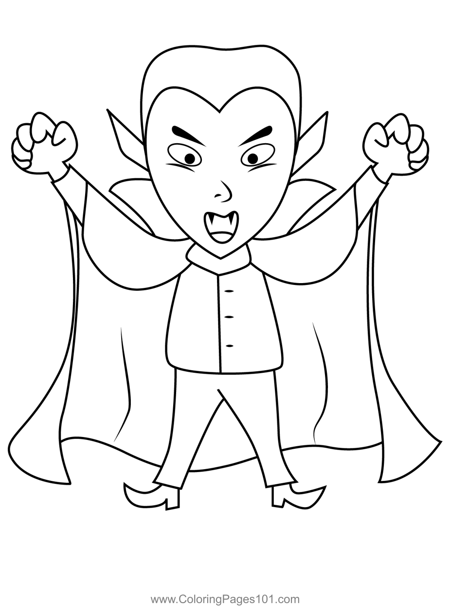 Scary Vampire Coloring Page for Kids   Free Halloween Printable ...