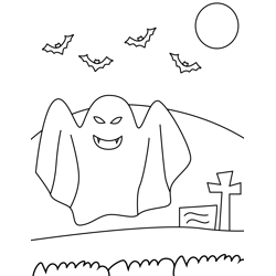 Smiling Ghost Free Coloring Page for Kids