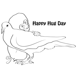 Beautiful Cute Hug Day Free Coloring Page for Kids