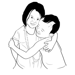 Brother And Sisters Hug Free Coloring Page for Kids